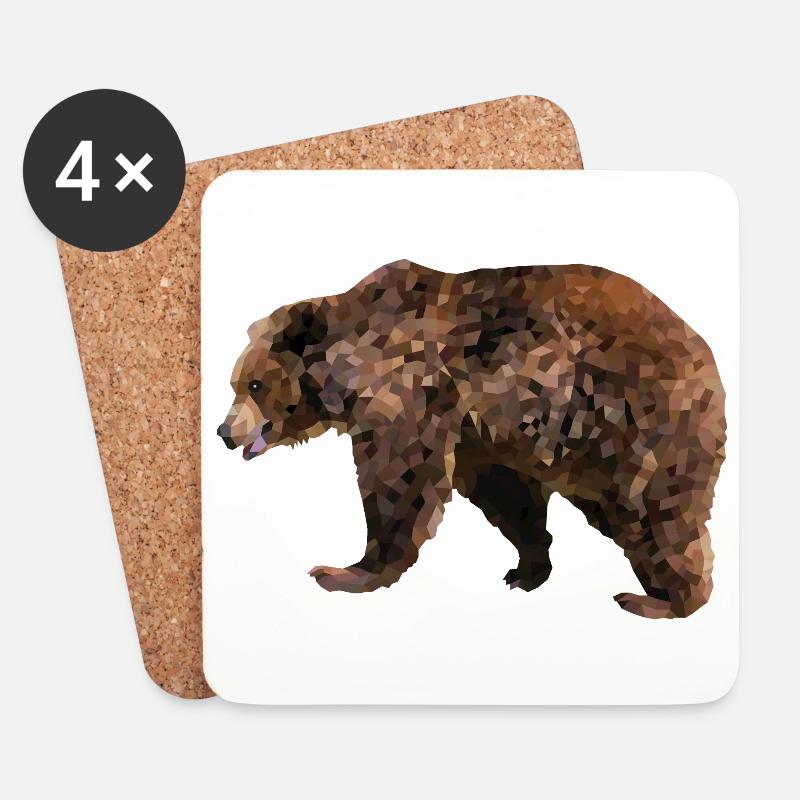 Grizzly bear - Coasters (set of 4) - white