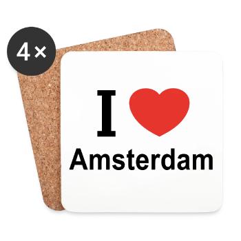 Ich liebe Amsterdam - Untersetzer (4er-Set) - Weiß - Vorne