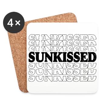 Sunkissed Minimalist Text Design T-Shirt - Dessous de verre (lot de 4) - blanc - Devant