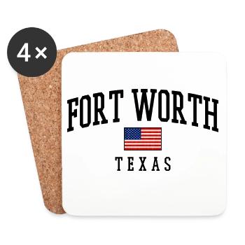 Motif du drapeau de Fort Worth, Texas, USA - Dessous de verre (lot de 4) - blanc - Devant