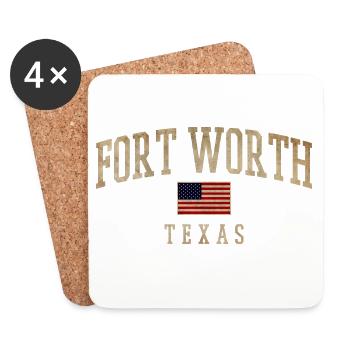 Fort Worth Texas Rustic Flags - Coasters (set of 4) - white - Front