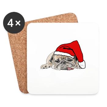 Chien de Noël Carlin de Noël - Dessous de verre (lot de 4) - blanc - Devant