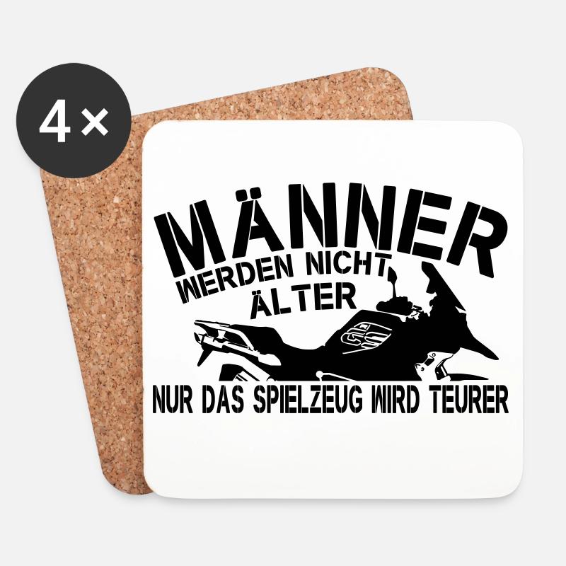 Lustiger Spruch Männer älter Motorrad Spielzeug - Untersetzer (4er-Set) - Weiß