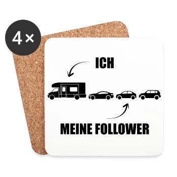 Ich und meine Follower - Wohnmobil - Stau - Untersetzer (4er-Set) - Weiß - Vorne