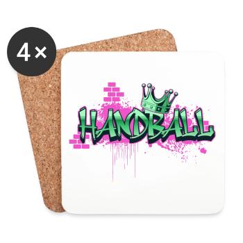 Handball Graffiti Spray Sprayer Handballspieler - Untersetzer (4er-Set) - Weiß - Vorne