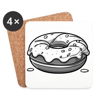 Beignet - noir - Dessous de verre (lot de 4) - blanc - Devant