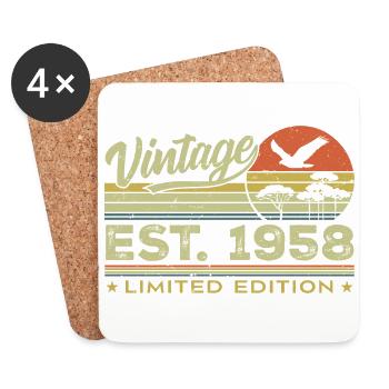 Vintage 1958 Génial Depuis 1958 Cadeau 1958 Rétro - Dessous de verre (lot de 4) - blanc - Devant