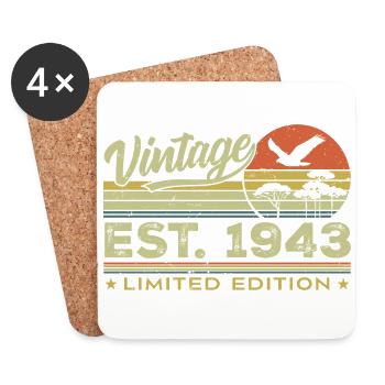 Vintage 1943 Awesome 1943 Gift 1943 Retro - Coasters (set of 4) - white - Front