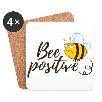 Funny Bee Saying Bee Positive - Coasters (set of 4) - white - Front