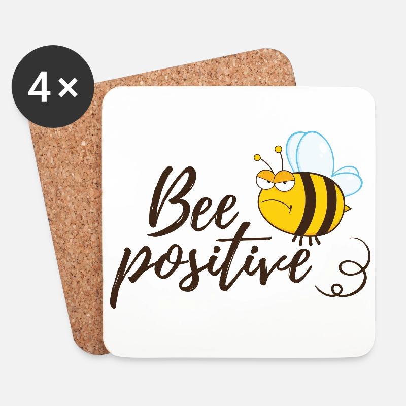 Lustige Biene Spruch Bee Positive - Untersetzer (4er-Set) - Weiß