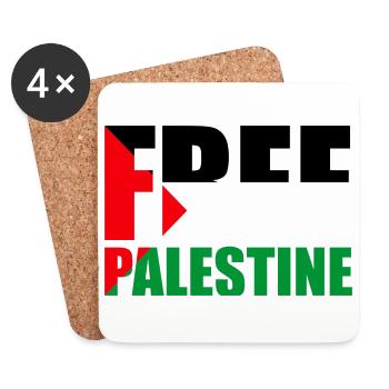 FREE PALESTINE mit Flagge Palästina - Untersetzer (4er-Set) - Weiß - Vorne