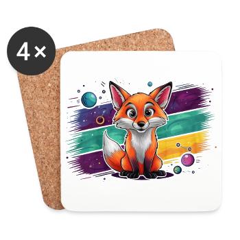 Renard - Illustration - Dessous de verre (lot de 4) - blanc - Devant