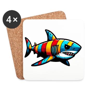 Requin - Dessous de verre (lot de 4) - blanc - Devant