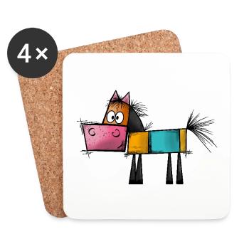 Abstrakte Kunst Pferd - Untersetzer (4er-Set) - Weiß - Vorne
