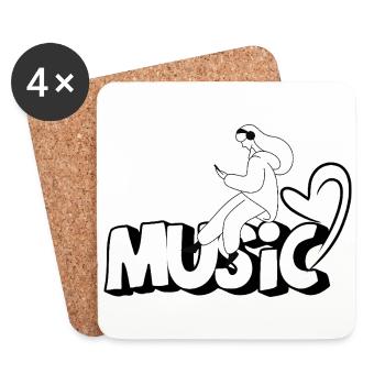 Love Music - Minimalistisches Design - Untersetzer (4er-Set) - Weiß - Vorne