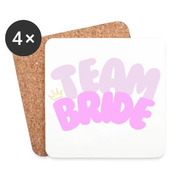 Team Bride Shirt | Bachelor Party Crown Pink Bridesmaids - Coasters (set of 4) - white - Front