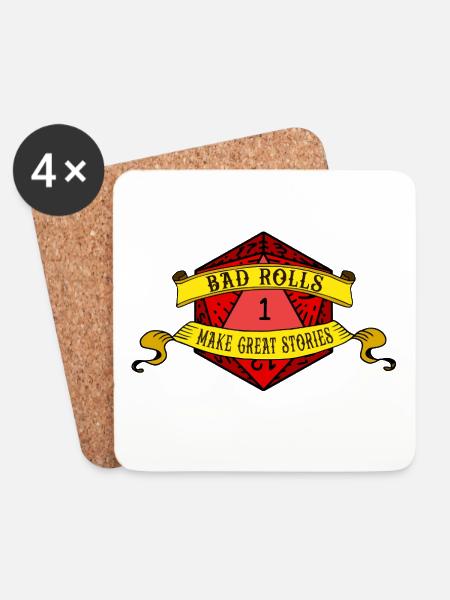 Bad Rolls Make Great Stories - Coasters (set of 4) - white