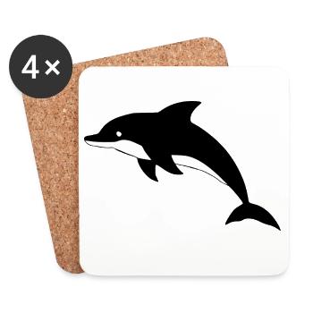 Dolphin Dolphins T-shirt Gift - Coasters (set of 4) - white - Front