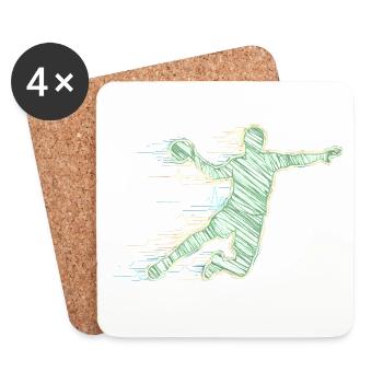 Joueur de handball Battement de cœur ECG Cadeau sportif de handball - Dessous de verre (lot de 4) - blanc - Devant