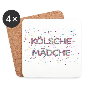 Kölsche Mädche Fasching Karneval Konfetti Kostüm - Untersetzer (4er-Set) - Weiß - Vorne