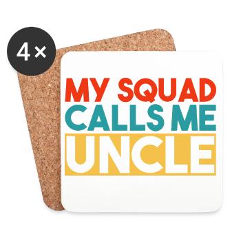 Mein Team nennt mich Onkel Retro Typografie - Untersetzer (4er-Set) - Weiß - Vorne