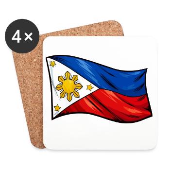 Philippinen Flagge Karikatur - Untersetzer (4er-Set) - Weiß - Vorne