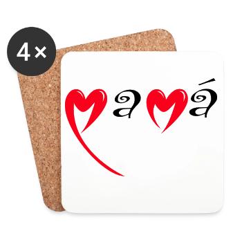 Bonne fête Maman cœur rouge amour mères Mama - Dessous de verre (lot de 4) - blanc - Devant