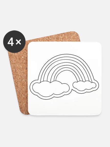 Minimalistischer Regenbogen auf Wolken - Untersetzer (4er-Set) - Weiß