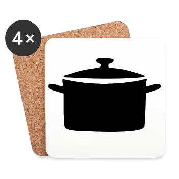 Chaudron Chaudron Cadeau Cuisinier Cuisinier Cuisinier - Dessous de verre (lot de 4) - blanc - Devant