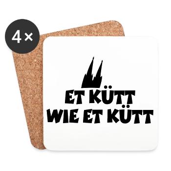 Köln Spruch Et kütt wie et kütt mit Kölner Dom - Untersetzer (4er-Set) - Weiß - Vorne
