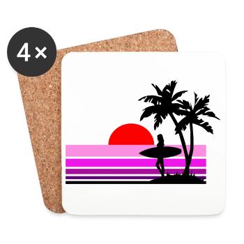 Surfer Girl bei Sonnenuntergang - Untersetzer (4er-Set) - Weiß - Vorne
