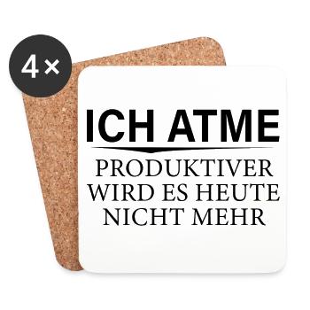 Lustiges Ich Atme Motiv - Untersetzer (4er-Set) - Weiß - Vorne
