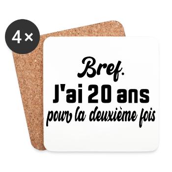 Bref J'ai 20 ans Pour La Deuxième Fois - Dessous de verre (lot de 4) - blanc - Devant
