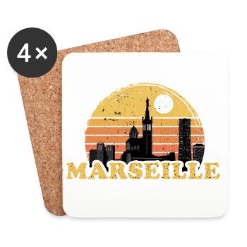 Marseille Sonnenaufgang Geschenk Vintage - Untersetzer (4er-Set) - Weiß - Vorne
