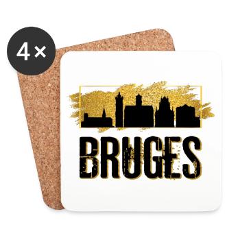 Brügge Belgien Stadt Skyline Heimat Liebe Gold - Untersetzer (4er-Set) - Weiß - Vorne