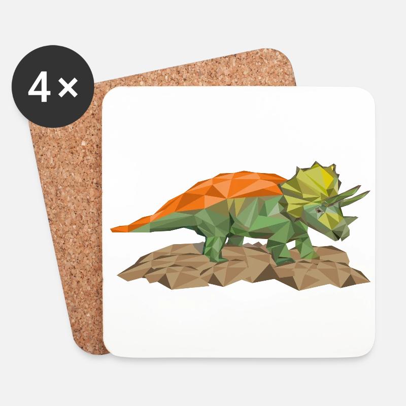 Triceratops Dino im Polygonstil - Untersetzer (4er-Set) - Weiß