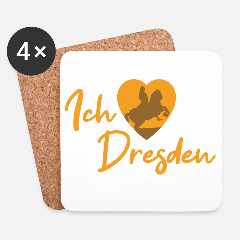Ich liebe Dresden - Schriftzug - Untersetzer (4er-Set) - Weiß