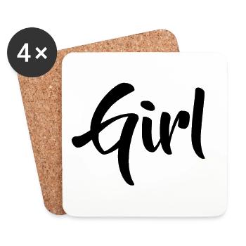 Girl - Schriftzug - Untersetzer (4er-Set) - Weiß - Vorne