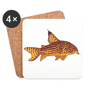 Corydoras Cory Cat Fish Owner Aquarium Fish Keeper - Coasters (set of 4) - white - Front