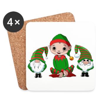 Lutin et gnômes de Noël - Dessous de verre (lot de 4) - blanc - Devant