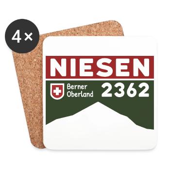 Niesen Montagne Randonnée Randonnée Piste Cyclable Souvenir - Dessous de verre (lot de 4) - blanc - Devant