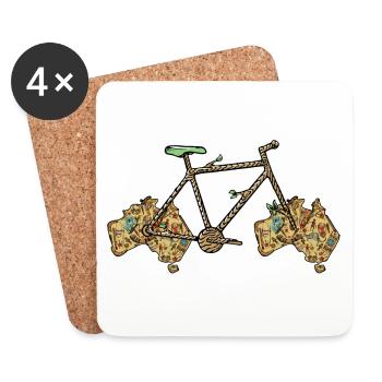 Australian Bike, Australian Map, Aussie Bicycle - Coasters (set of 4) - white - Front