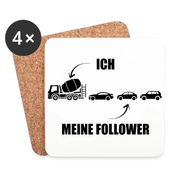 Ich und meine Follower - Betonmischer - Stau - Untersetzer (4er-Set) - Weiß - Vorne