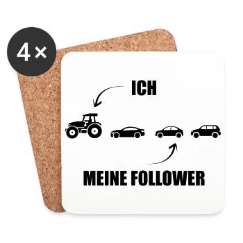 Ich und meine Follower - Traktor - Stau - Untersetzer (4er-Set) - Weiß - Vorne