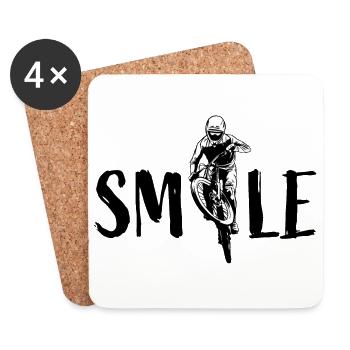 Smile - Vélo Vélo Dirt Bike VTT VTT - Dessous de verre (lot de 4) - blanc - Devant