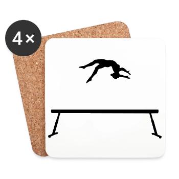 Gymnastics jump on balance beam - Coasters (set of 4) - white - Front
