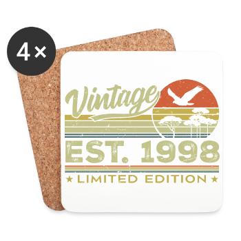 Vintage 1998 Awesome Since 1998 Gift 1998 Retro - Coasters (set of 4) - white - Front