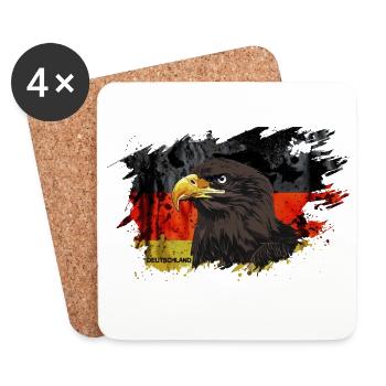 deutscher Adler Adlerkopf Deutschlandfahne - Untersetzer (4er-Set) - Weiß - Vorne