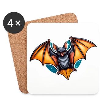 Fledermaus Neo Traditional - Untersetzer (4er-Set) - Weiß - Vorne