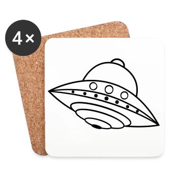 UFO Alien Ship Space Doodle - Coasters (set of 4) - white - Front